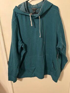 Eddie Bauer Hoodie 2XL Mens | Fleece Lined Pullover Hooded Sweatshirt Teal Kanga